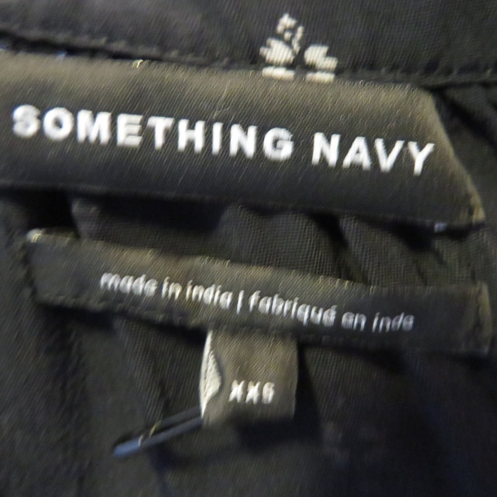 Something Navy Blue/White Button Down Blouse Xxs* - image 8